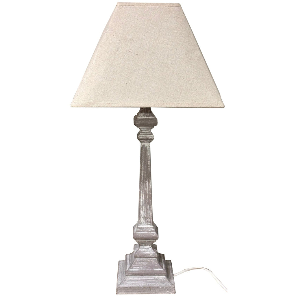 Wooden Table Lamp with Linen Shade