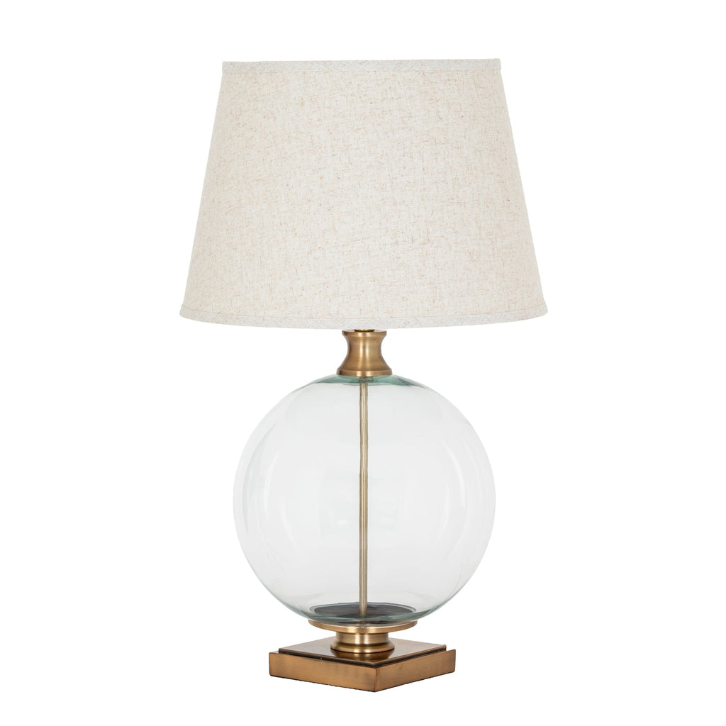 Glass Orb Table Lamp with Linen Shade