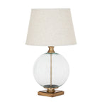 Glass Orb Table Lamp with Linen Shade