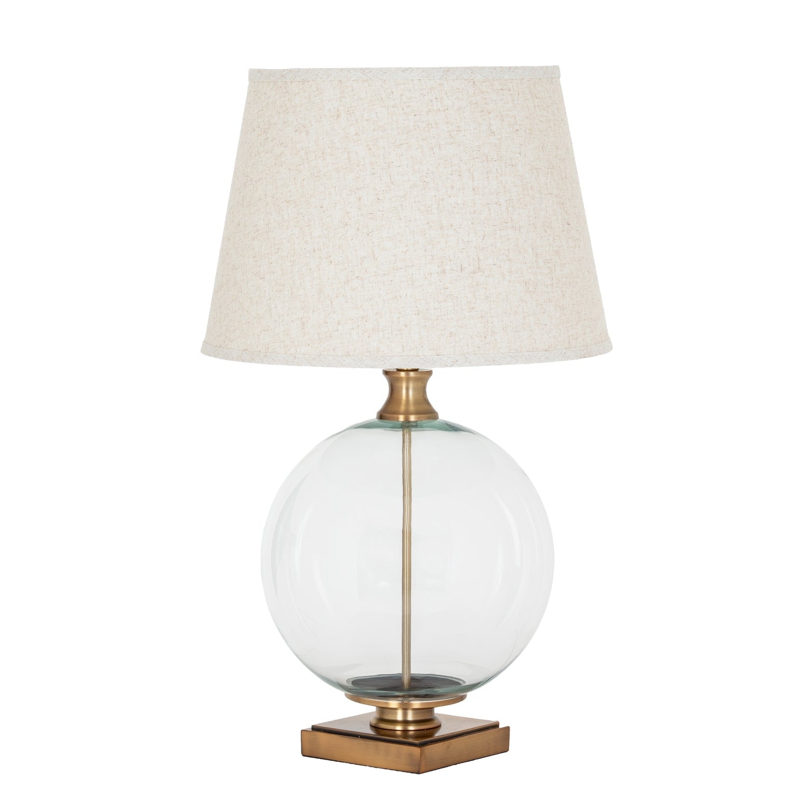 Glass Orb Table Lamp with Linen Shade