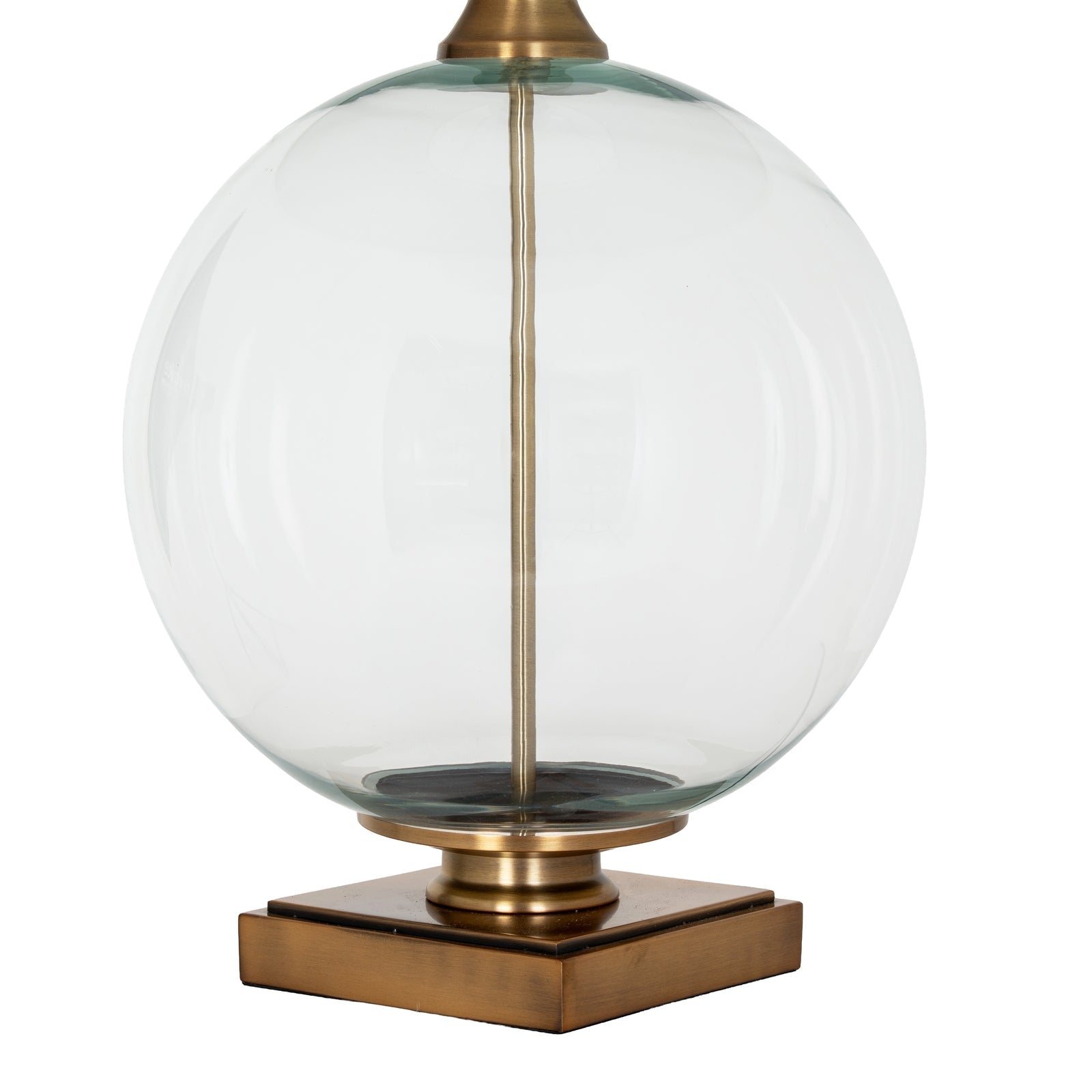 Glass Orb Table Lamp with Linen Shade