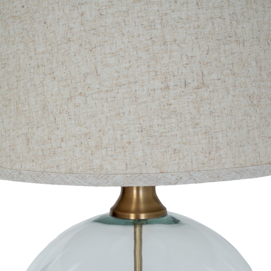 Glass Orb Table Lamp with Linen Shade