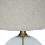 Glass Orb Table Lamp with Linen Shade