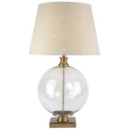 Glass Orb Table Lamp with Linen Shade