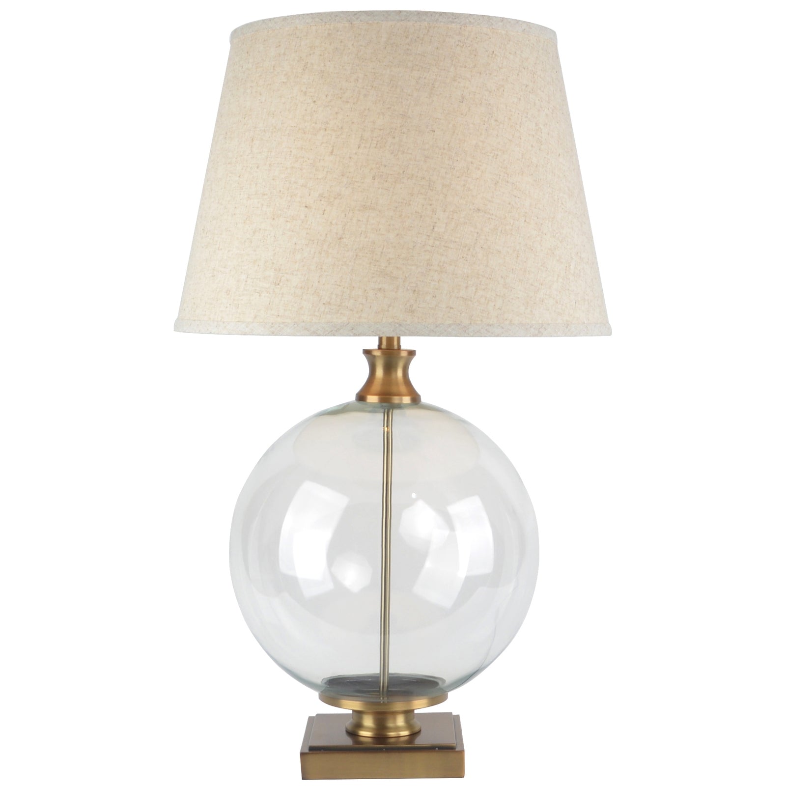 Glass Orb Table Lamp with Linen Shade
