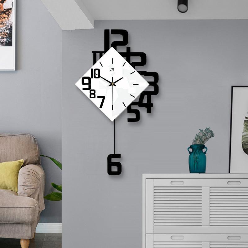 Modern Wall Clock with Pendulum Oversized Numbers