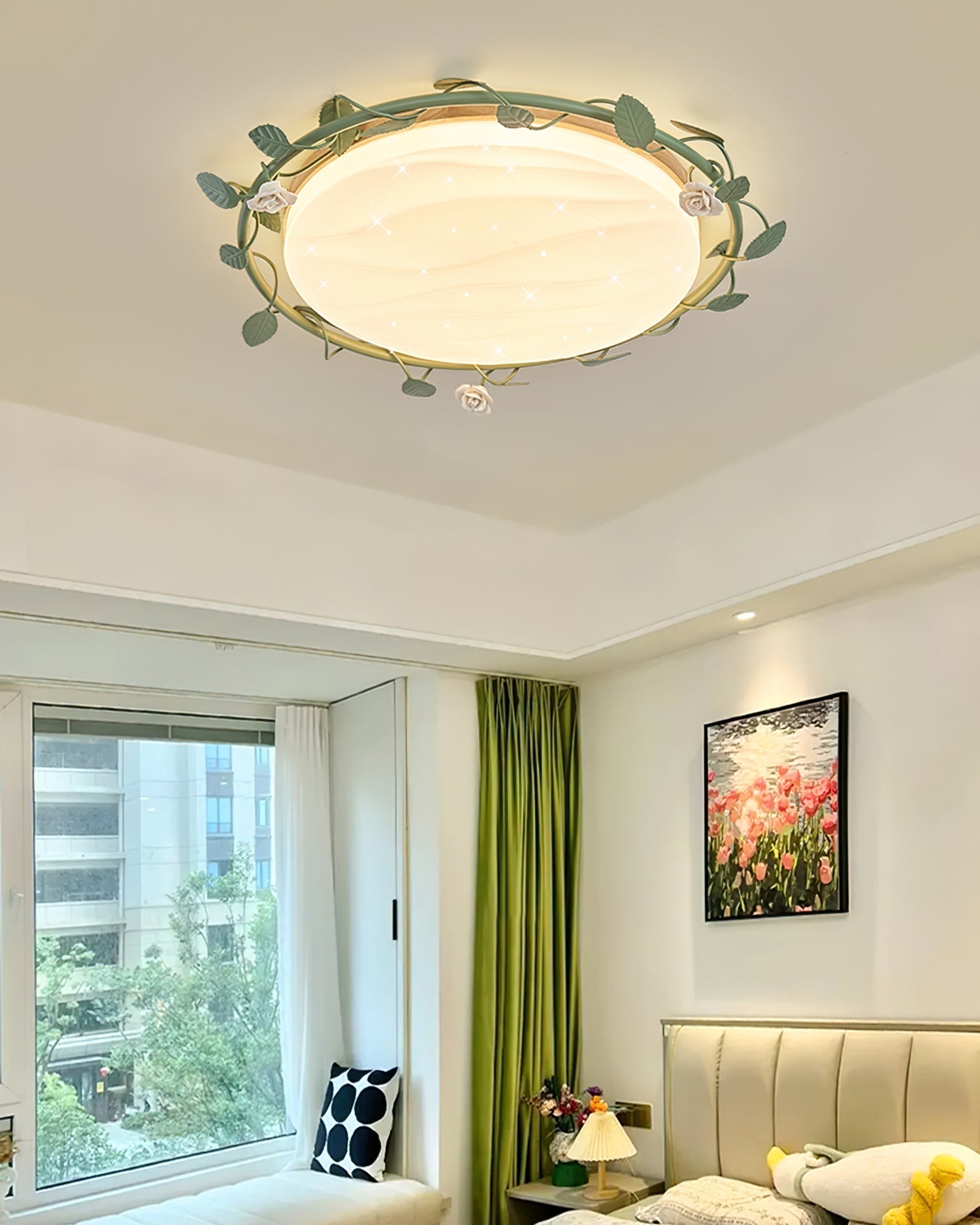 lush Mount Ceiling Light with Leaf Design