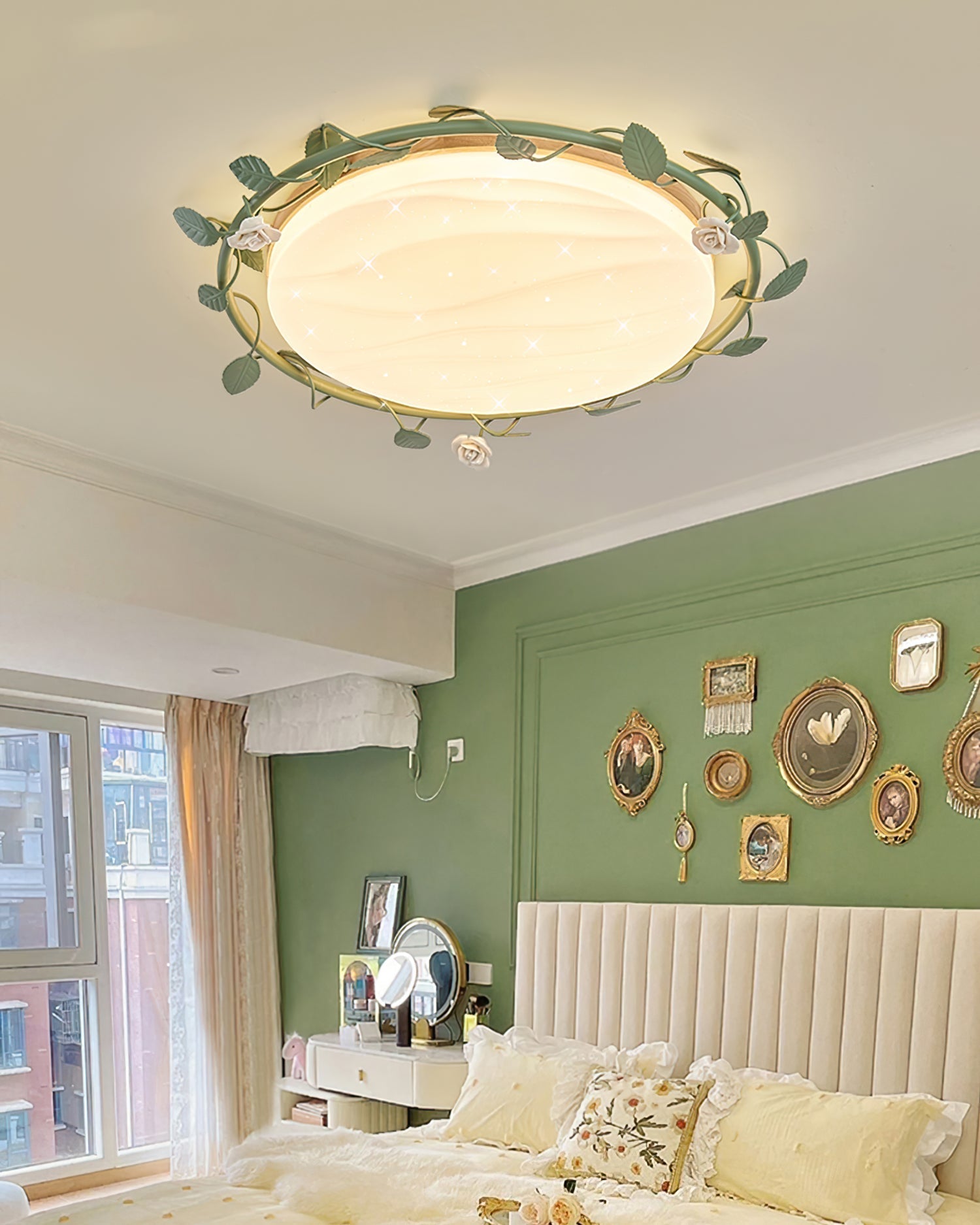 lush Mount Ceiling Light with Leaf Design
