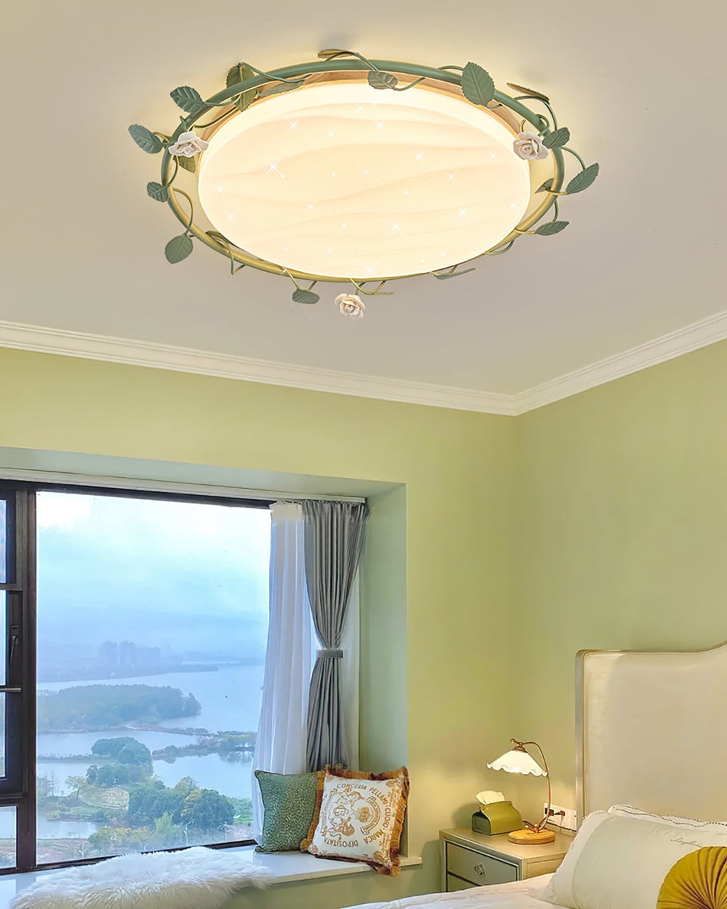 lush Mount Ceiling Light with Leaf Design
