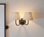 Double Wall Light with Linen Shades