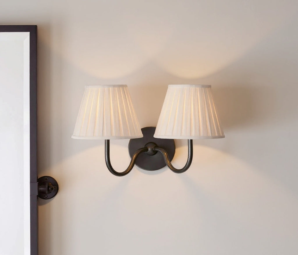 Double Wall Light with Linen Shades