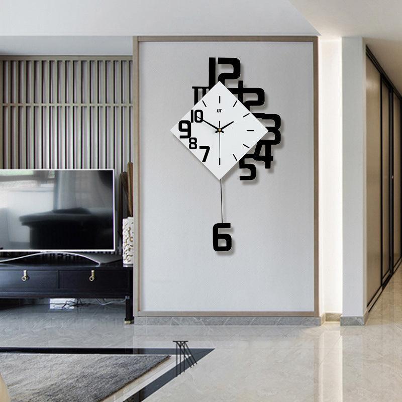 Modern Wall Clock with Pendulum Oversized Numbers