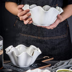 Ceramic Serving Bowl with Wavy Edge