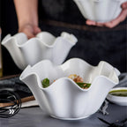 Ceramic Serving Bowl with Wavy Edge