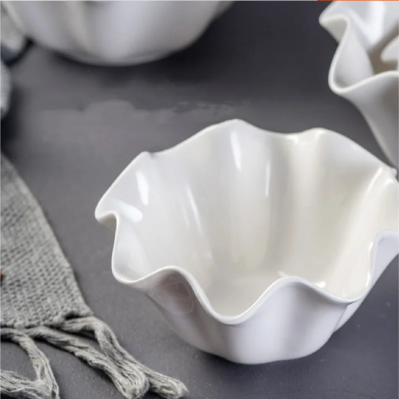 Ceramic Serving Bowl with Wavy Edge