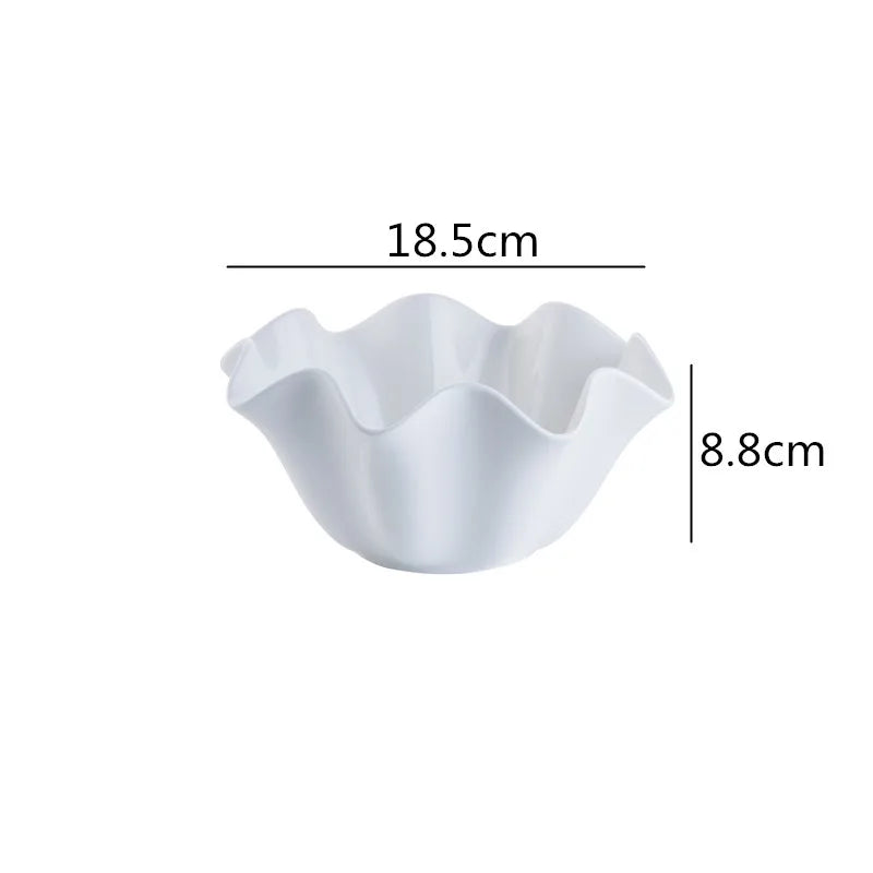 Ceramic Serving Bowl with Wavy Edge