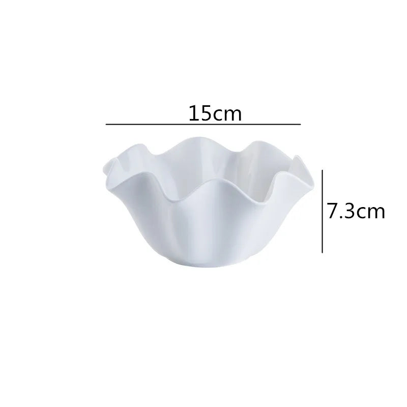 Ceramic Serving Bowl with Wavy Edge