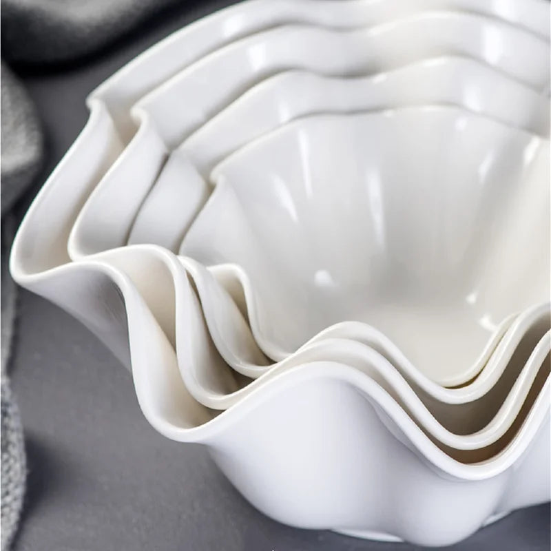 Ceramic Serving Bowl with Wavy Edge
