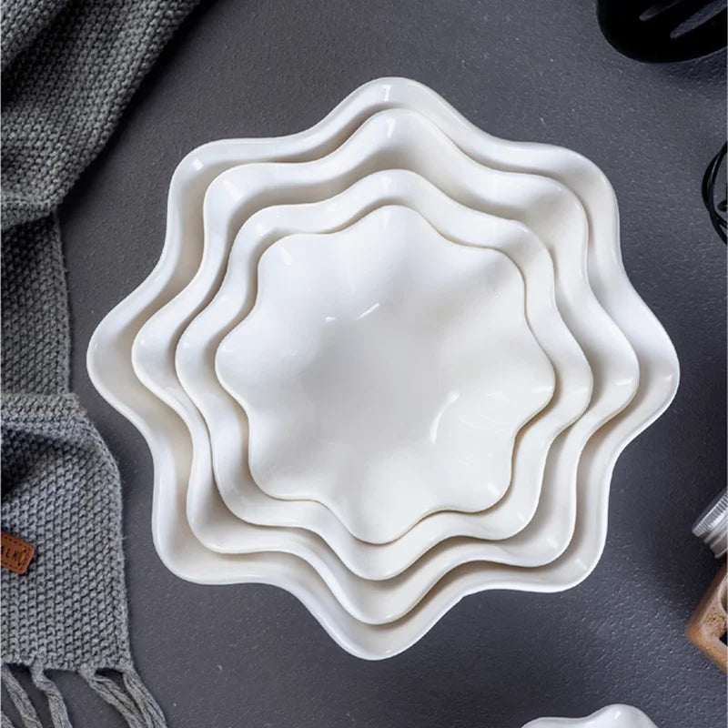 Ceramic Serving Bowl with Wavy Edge