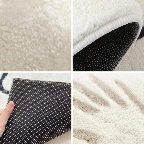 Checkerboard Area Rug with Scalloped Edges