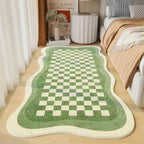 Checkerboard Area Rug with Scalloped Edges