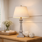 Wooden Table Lamp with Linen Shade