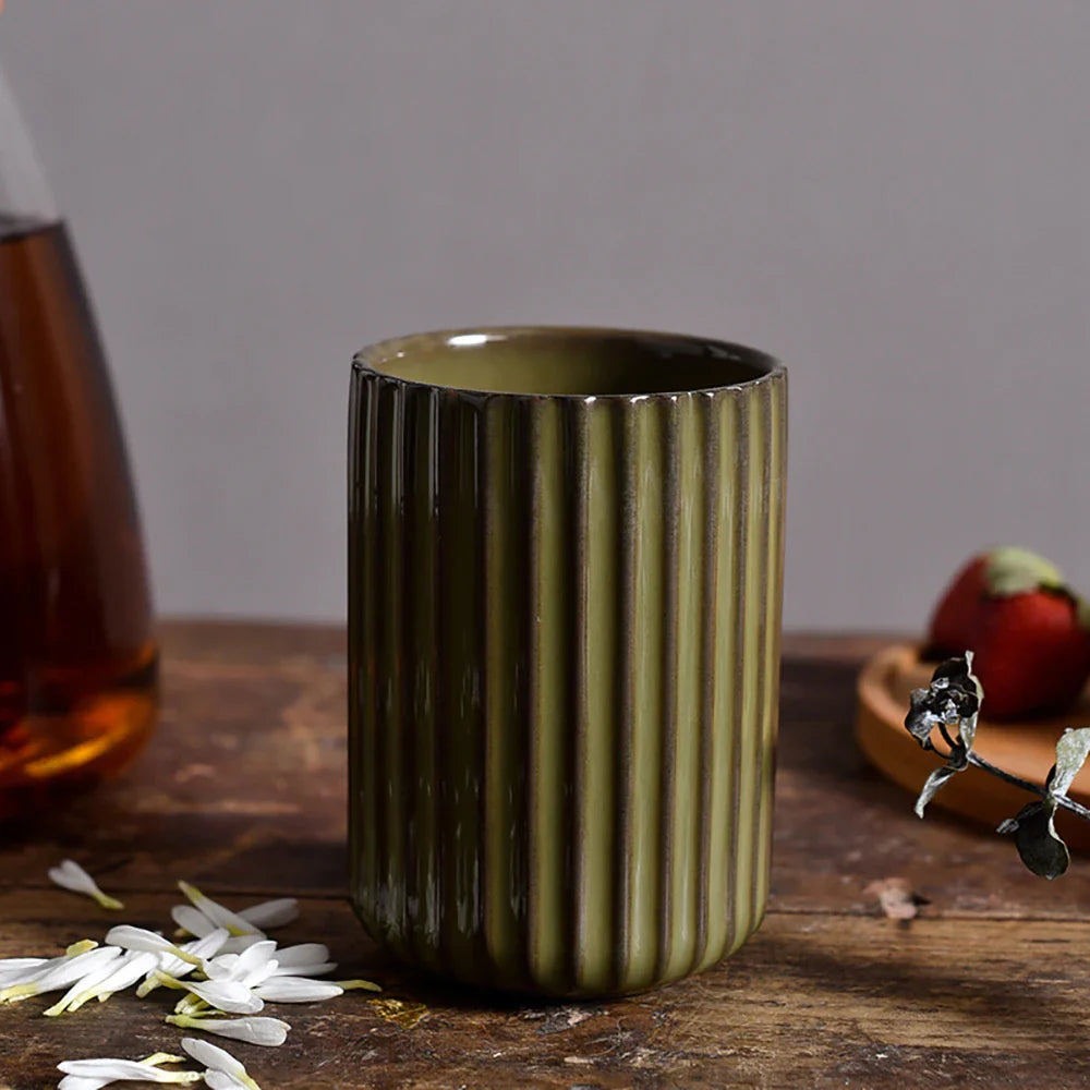 Ceramic Tall Ripple Mugs Set of 2 and 4