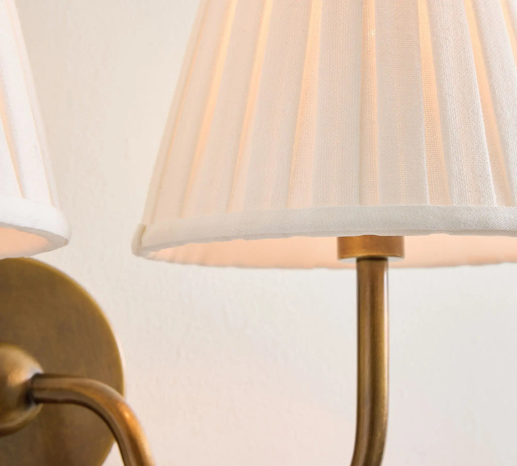 Double Wall Light with Linen Shades