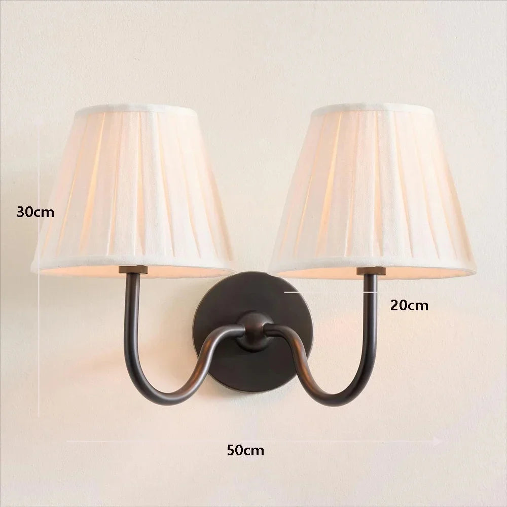 Double Wall Light with Linen Shades