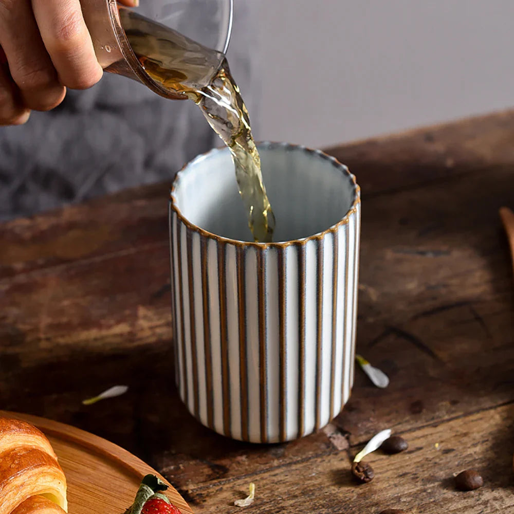 Ceramic Tall Ripple Mugs Set of 2 and 4