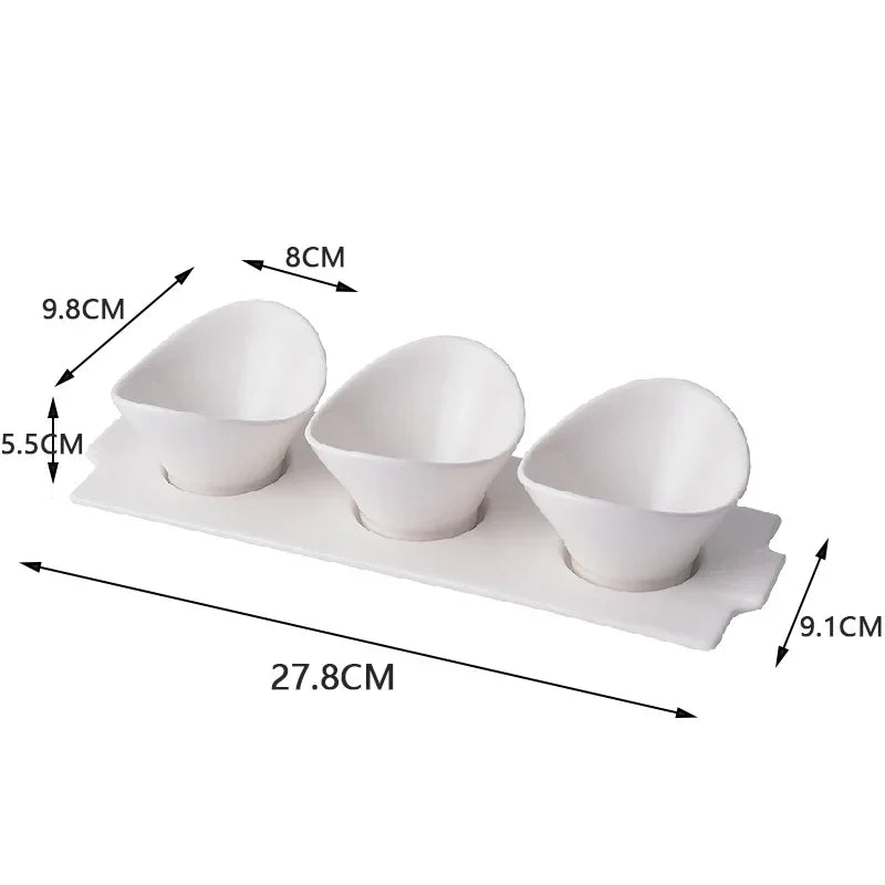 Ceramic Snack Bowls Set with Tray
