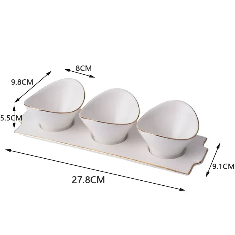 Ceramic Snack Bowls Set with Tray