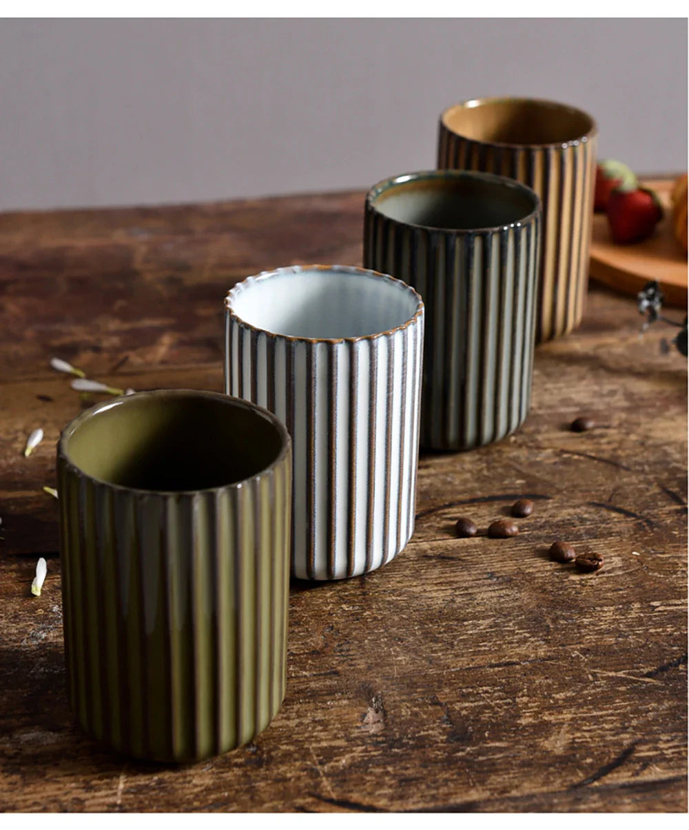 Ceramic Tall Ripple Mugs Set of 2 and 4