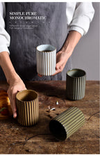 Ceramic Tall Ripple Mugs Set of 2 and 4