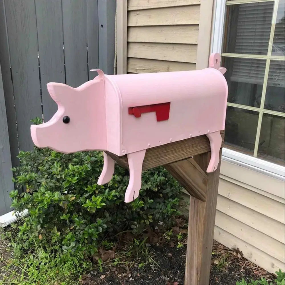 Cow Shaped Garden Mailbox with Decorative Outdoor Metal