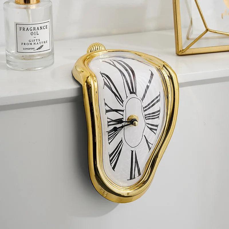 Melting Wall Clock with Roman Numeral Analog System
