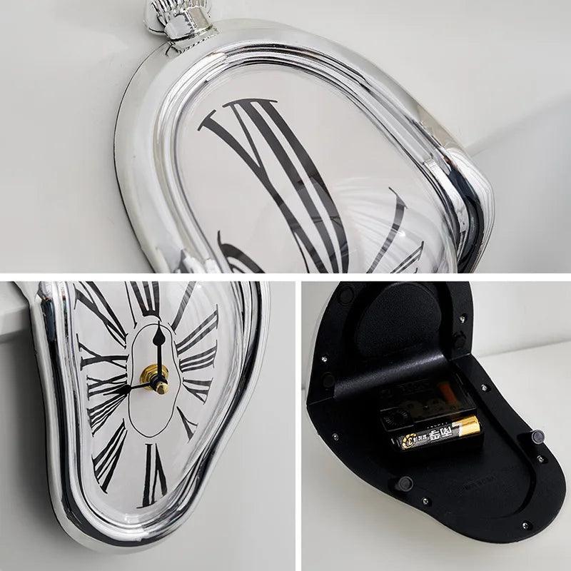 Melting Wall Clock with Roman Numeral Analog System