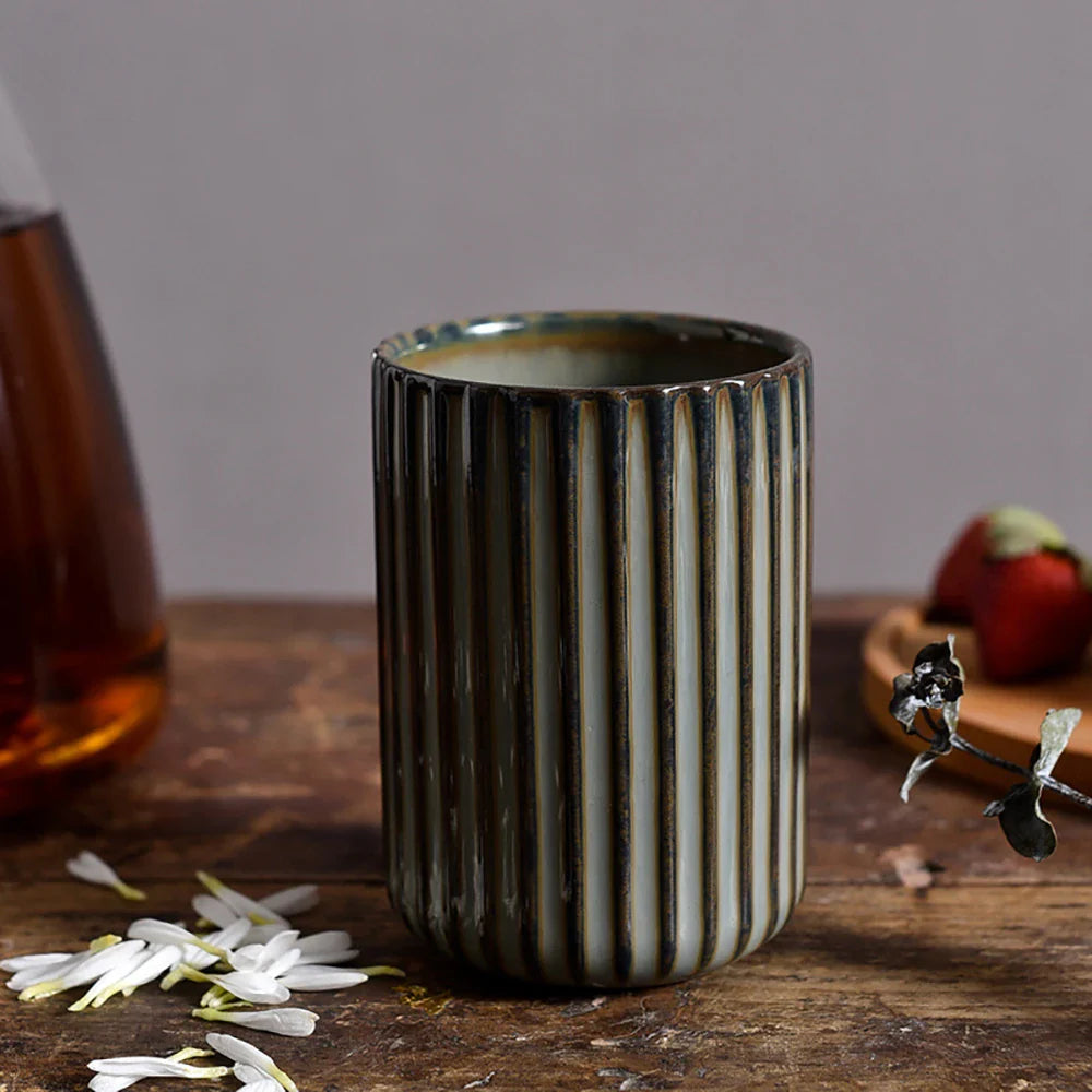 Ceramic Tall Ripple Mugs Set of 2 and 4