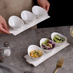 Ceramic Snack Bowls Set with Tray