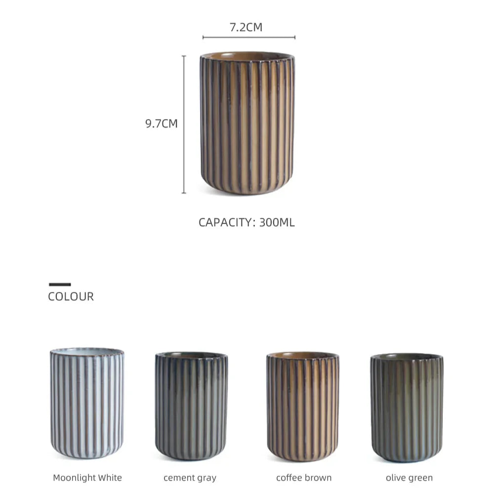 Ceramic Tall Ripple Mugs Set of 2 and 4