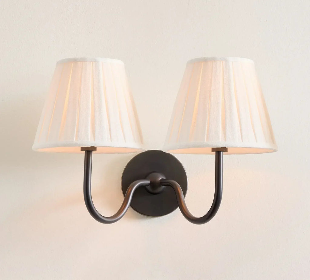 Double Wall Light with Linen Shades