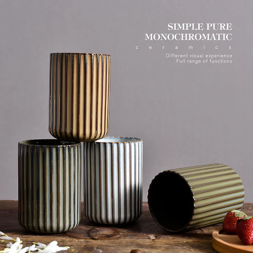 Ceramic Tall Ripple Mugs Set of 2 and 4