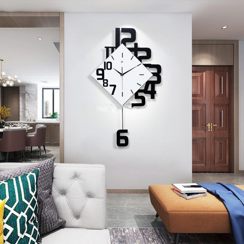 Modern Wall Clock with Pendulum Oversized Numbers