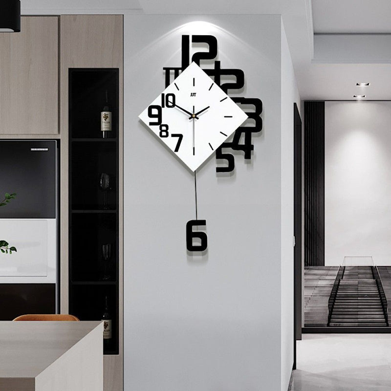 Modern Wall Clock with Pendulum Oversized Numbers
