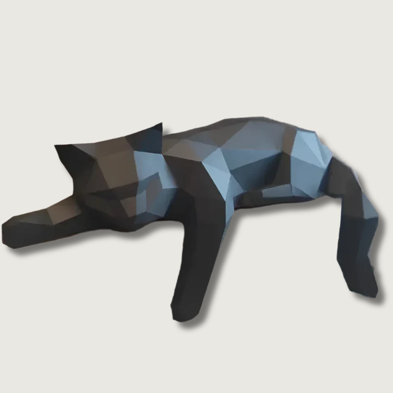 Geometric Cat Sculpture with Low Poly