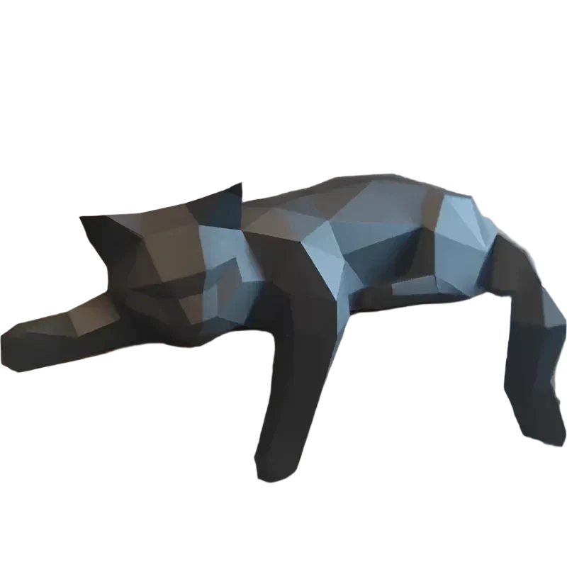 Geometric Cat Sculpture with Low Poly