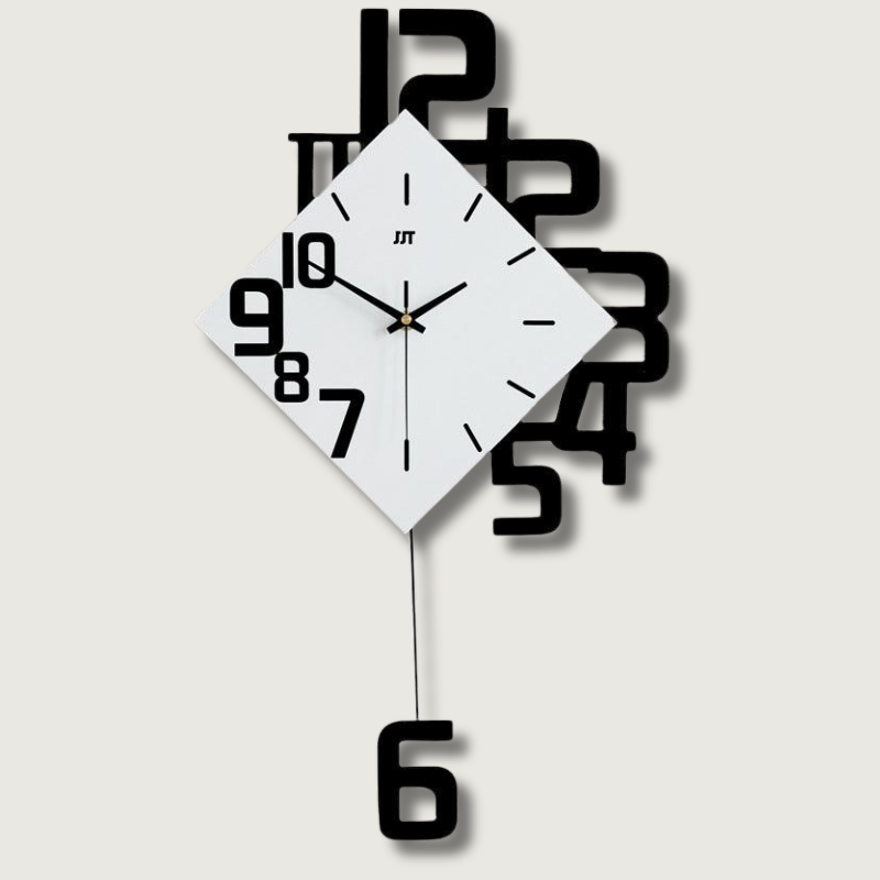 Modern Wall Clock with Pendulum Oversized Numbers