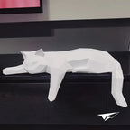 Geometric Cat Sculpture with Low Poly